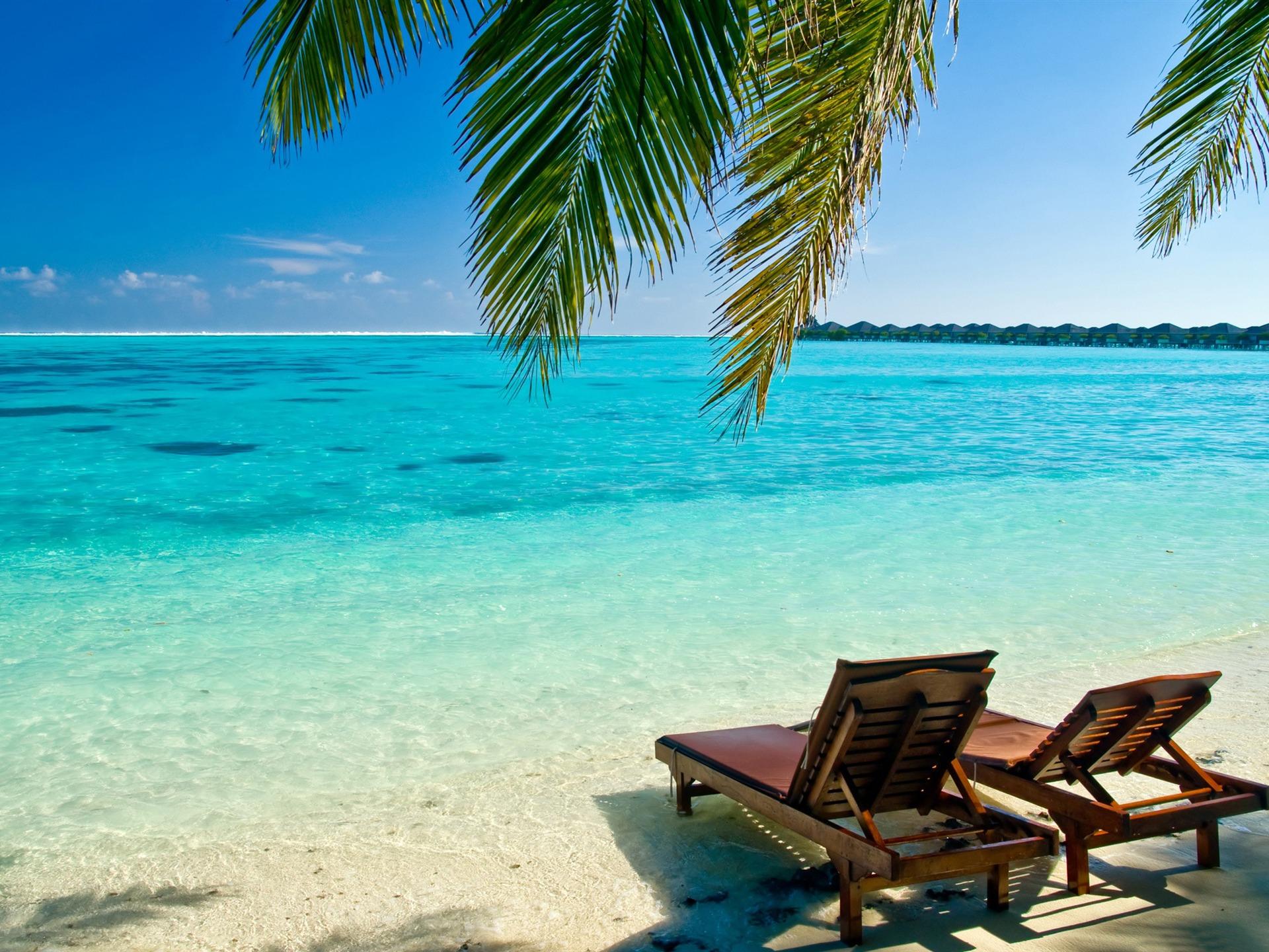Deck chairs beach vacation summer scenery hd wallpaper 1920x1440